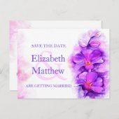 日絵を描付きカードを保存する蘭の紫の花 案内ポストカード (正面/裏面)