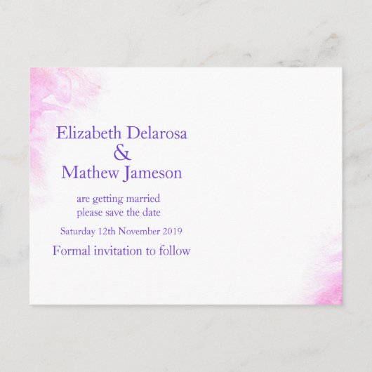 日絵を描付きカードを保存する蘭の紫の花 案内ポストカード (裏面)