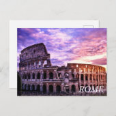 日絵を描入りポストカードでのローマのコロッセウムの ポストカード (正面/裏面)