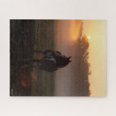 日絵を描出で霧の中に立つ馬 ジグソーパズル (横)