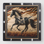 日絵を描照:木目カスタム スクエア壁時計 (正面)