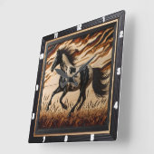 日絵を描照:木目カスタム スクエア壁時計 (傾斜)