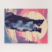 日縁どの入り時の雪の森のコリー ジグソーパズル (横)