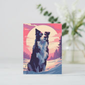 日縁どの入り時の雪の森のコリー ポストカード (スタンド正面)