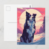 日縁どの入り時の雪の森のコリー ポストカード (正面/裏面)