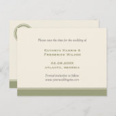 日縁ど付きハガキを保存する緑のカスタム結婚式 案内ポストカード (正面/裏面)