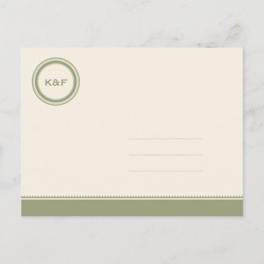 日縁ど付きハガキを保存する緑のカスタム結婚式 案内ポストカード (裏面)