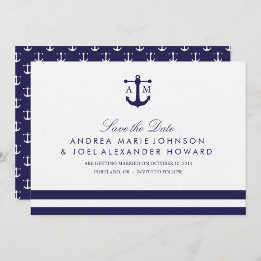 日航海の付を保存する海軍の結婚式 セーブザデート (正面/裏面)