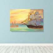 日航海の没の帆船 キャンバスプリント (インサイチュ (ウッドフロア))