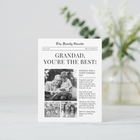 日英新聞のおじいちゃんの挨拶はがき シーズンポストカード (スタンド正面)