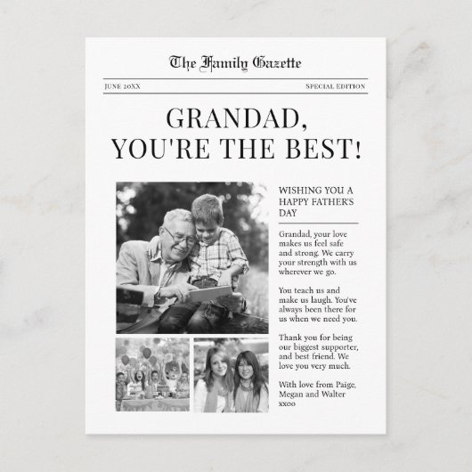 日英新聞のおじいちゃんの挨拶はがき シーズンポストカード (正面)