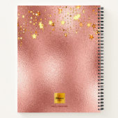日記バラ金ゴールドフローラ金ゴールド幾何学的モノグラム ノートブック (裏面)