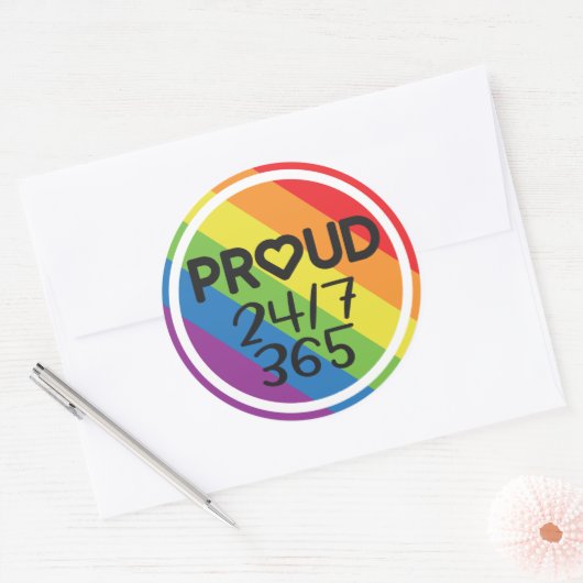 日誇りを持った々の虹色プライド月 ラウンドシール (封筒)