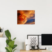 日誇りを持ったの入り雲の獅子顔 ポスター (ホームオフィス)