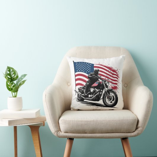 日誇りを持った没の輝きのアメリカ国旗を持つライダー クッション (椅子)
