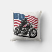 日誇りを持った没の輝きのアメリカ国旗を持つライダー クッション (正面)