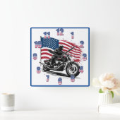 日誇りを持った没の輝きのアメリカ国旗を持つライダー スクエア壁時計 (ホーム)