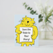 日誌に日付を保存する猫の保持板 案内ポストカード (スタンド正面)