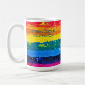 日退職したおもしろいハローペンシ芸術的ョ絵を描ン コーヒーマグカップ (左)