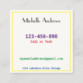 日遊付Momカードカードカラー文字 スクエア名刺 (裏面)