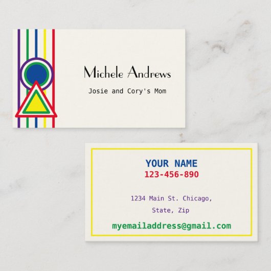 日遊付Momカードカードカラー文字 名刺 (正面/裏面)