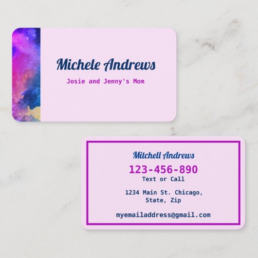 日遊付Momカードカードカラー文字 名刺 (正面/裏面)