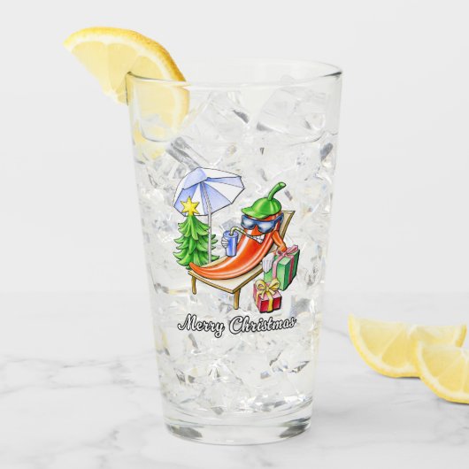 日除けと木の下の子供のような陽気なクリスマス タンブラーグラス (アイス正面)