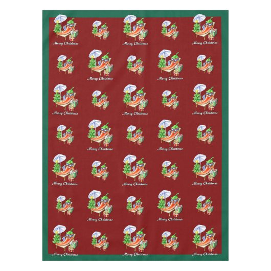 日除けと木の下の子供のような陽気なクリスマス テーブルクロス (正面)