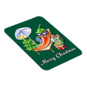 日除けと木の下の子供のような陽気なクリスマス マグネット (右側)