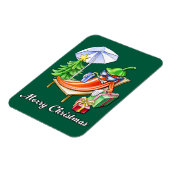 日除けと木の下の子供のような陽気なクリスマス マグネット (左側)