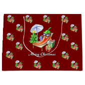 日除けと木の下の子供のような陽気なクリスマス ラージペーパーバッグ (正面)