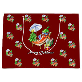 日除けと木の下の子供のような陽気なクリスマス ラージペーパーバッグ