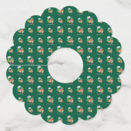 日除けと木の下の子供のような陽気なクリスマス ワイングラスタグ