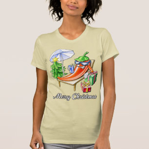 日除けと木の下の子供のような陽気なクリスマス Tシャツ