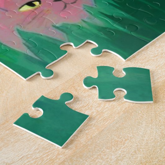 日陰の森の中での猫の集まり ジグソーパズル (側面)