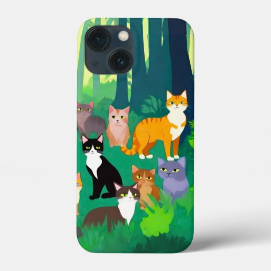 日陰の森の中での猫の集まり Case-Mate iPhoneケース (裏面)