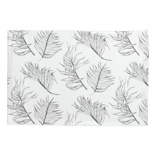 日陰の植物性の黒と白の枕カバー 枕カバー (裏面)