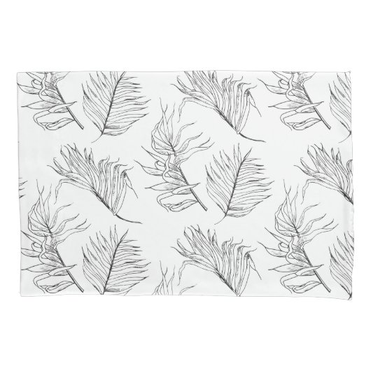 日陰の植物性の黒と白の枕カバー 枕カバー (正面)