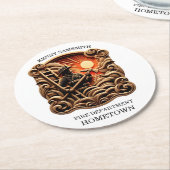 日頃のヒーローの消防署バッジ ラウンドペーパーコースター (アングル)