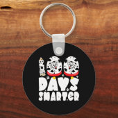 日頭が切れるダルマチアン犬100日の学校の少年 キーホルダー (正面)