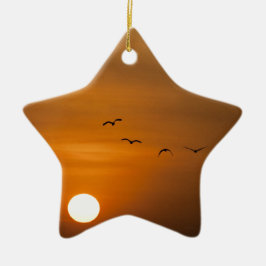 日飛んでいる没の鳥 セラミックオーナメント