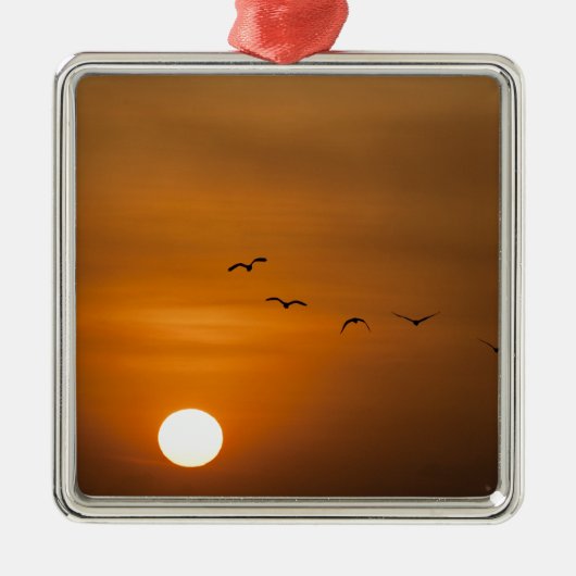 日飛んでいる没の鳥 メタルオーナメント (正面)