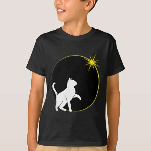 日食にゃんこ愛好家デザイン Tシャツ (正面)