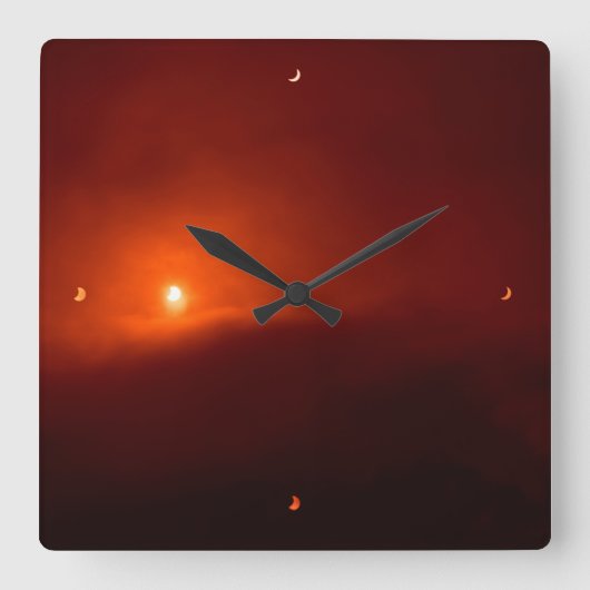 日食の時計 スクエア壁時計 (正面)