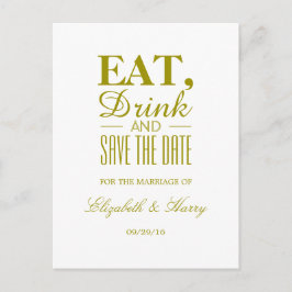 日食べ付金ゴールドの飲み物と保存結婚 案内ポストカード