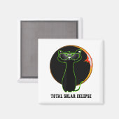 日食グラス太陽のトータルEcliを着た太陽の猫 マグネット (正面/裏面)