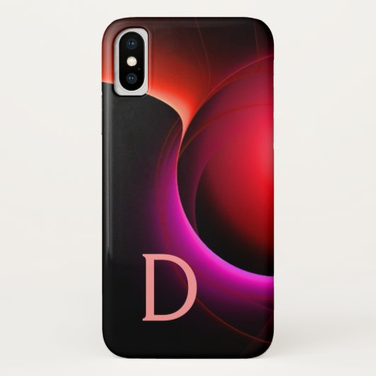 日食モノグラム鮮やかブラックバイオレットピンク Case-Mate iPhoneケース (裏面)