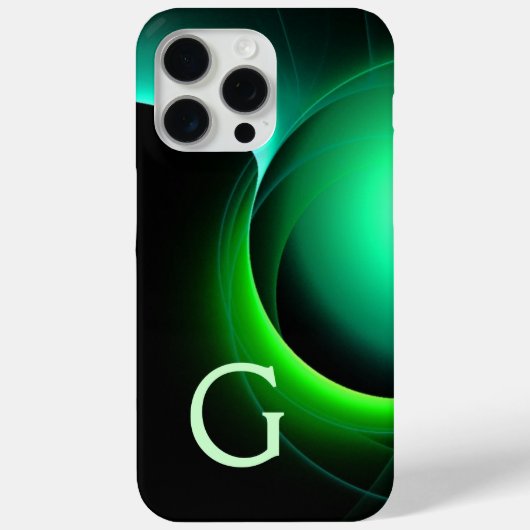 日食モノグラム鮮やか黒緑 Case-Mate iPhoneケース (裏面)