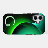 日食モノグラム鮮やか黒緑 iPhone 16ケース (裏面横)
