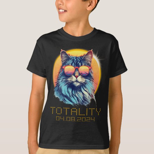 日食太陽のの眼鏡を太陽の着たEclipse猫 Tシャツ (正面)